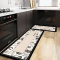 Tapis de cuisine vintage français crème et noir avec motif botanique - THE GOOD LIFE - 40*60cm / Style Abstrait Cuisine-I