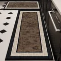 Antislip keukenloper set met bruin bloemmotief en crème-kleurige randen voor in huis - Los item / 40*60cm / Simpel Bruin Floraal