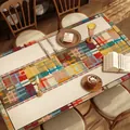 Waterproof American leather table mat with vibrant colorful mosaic geometric design - 60*120cm / American Morandi Style D