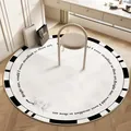 Tappeto tondo in velluto belga con bordo nero e testo poetico - Diametro 60cm / Stile Ingresso Francese H (Tema Poesia Stellare)