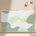 Tappetino da bagno antiscivolo ad asciugatura rapida con un motivo a onde verdi fresche - 40*60cm / Forma Ondulata Irregolare / P-Verde Morandi Ondulato