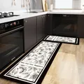 Tapis de cuisine rétro français papillon floral antidérapant imperméable en cuir - 40x60cm / Style Abstrait Cuisine-J