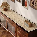 Elegante runner da tavola in pelle impermeabile con motivo floreale per mobili - 30*80cm / Stile Lino B (Rettangolare)