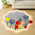 Irregular round tulip pattern rug with soft imitation cashmere texture for room - 60*60cm / Floral Cluster-Irregular