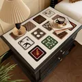 French vintage waterproof leather mat for bedside table protection with floral patterns. - Vintage Patchwork Style-I