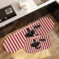 Set tappeti da cucina in pelle antiscivolo con strisce rosse e design di elefante - Stile-E a Strisce Ovali Cartone Animato