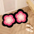 Flower shaped pink bathroom floor mat with non-slip absorbent soft surface for home decor - 40*60cm Absorbent Leather / Sweet Cool - Flower