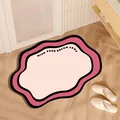 Irregular pink and cream absorbent bath mat with Wish Your Dream Come printed text - 40*60cm Absorbent Leather / Sweet Cool - Cloud