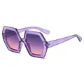 Oversized retro hexagonal sunglasses with purple gradient lenses and transparent frame - Transparent Purple Frame Gradient Purple (C6)