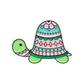 Adorable colorful cartoon turtle enamel pin brooch with decorative patterned shell - Colorful Turtle Brooch (ANIM-PW0005-06A)