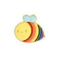 Cute cartoon bee enamel pin with rainbow stripes and a smiling face for clothing - Rainbow Stripe Cartoon Bee Brooch (JEWB-D014-06G-02)