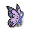 Cute purple and blue butterfly enamel pin badge for Japanese style clothing decoration - Purple Butterfly Ribbon Brooch (JEWB-B006-12C)
