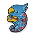 Cute cartoon blue chameleon enamel pin playing a yellow guitar for clothing decor - Blue Chameleon Guitar Brooch (JEWB-Z004-02A-EB)