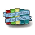 Vibrant cartoon stack of books enamel pin brooch featuring an inspiring quote for readers - Stacked Books English Quote Brooch (JEWB-Z008-01EB)