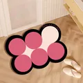 Soft non-slip cloud-shaped pink absorbent bathroom floor mat with 'Have a nice day' - 40*60cm Absorbent Leather / Sweet Cool - Polka Dot Round