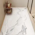 Modern white marble pattern non-slip silk loop bathroom floor mat for shower rooms - 60x90cm / Marble Style A