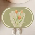 Tapis de bain ovale vert sauge à motif tulipe en terre de diatomée douce - 30*50cm / Tulipe YJX-2 (Vert)