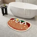 Adorable hot dog shaped thickened flocked absorbent anti-slip bath mat for bathroom décor - 40*60cm / Hot Dog