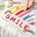 Soft semi-circular rainbow smile bath mat with water absorbent faux cashmere - 40x60cm / SMILE Print