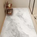 Premium non-slip bathroom silk loop floor mat with grey marble pattern for shower area - 60x90cm / Marble Style C