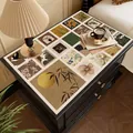 French vintage waterproof leather table mat with botanical collage pattern - Vintage Patchwork Style-C
