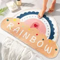 Soft faux cashmere semi-circular bath mat with colorful rainbow and heart design - 40x60cm / Heart Printed