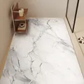Anti-slip marble pattern bathroom silk circle floor mat, durable and cuttable for shower rooms - 60x90cm / Marble Style D