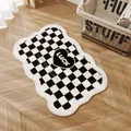 Tapis douillet en imitation cachemire à carreaux et cœur noir et blanc pour décoration maison - 40*60cm / Style Damier LUCK (LOVE-E)