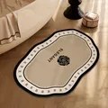 Luxury rose pattern absorbent bath mat with elegant text for stylish bathroom decor - 30x50cm (Thickened Diatom Mud) / Luxury Chanel Style B (Irregular Cloud)