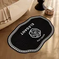 Tapis de bain noir absorbant et antidérapant élégant avec motif floral pour salle de bain - 30x50cm (Terre de Diatomée Épaissie) / Style de Luxe E (Forme de Nuage Irrégulière)