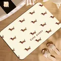 Saugfähige rutschfeste Badematte im Maillard-Stil mit Dackelmotiv und Cute Puppy Aufdruck - Maillard Hund Stil F-Rechteckig / 40x60cm Standard-Kieselgur