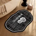 Tapis de bain absorbant noir et blanc élégant avec motif de rose romantique - Style Rose Romantique Noir (F) / 30x50cm (Terre de Diatomée Épaissie)