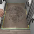 Noords slaapkamer tapijt met zonnestraal patroon en goud mintgroene decoratieve rand - 40*60cm / Kristal Fluweel Tapijt Stijl 8