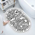 Detail of oval diatom mud bathroom mat with tropical leaf pattern and anti-slip texture - Green Plant Favor (Oval) / 40*60cm