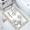 Modern floral diatom mud bath mat with absorbent and non-slip surface for bathroom use - Charming Camellia (Rectangular) / 40*60cm