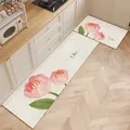 Set di tappeti da cucina in farina di fossili con tulipani rosa e elegante scritta Life - Stile Tulipano da Cucina B / 40*60cm
