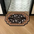 Mid-century vintage floral leather doormat with 'Welcome home' script in a doorway. - 35*50cm / Vintage Style C (Irregular Shape)