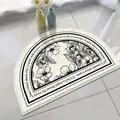 Semi-circular lamb velvet bath mat with floral pattern and inspirational quote details. - 40*60cm / Blossoming Flowers (Semi-circle)