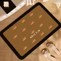 Maillard brown anti-slip floor mat with cute skateboard dog pattern and HAVE FUN text - Maillard Dog Style B-Rectangular / 40x60cm Absorbent Leather