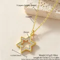 Dainty gold plated six-pointed star pendant necklace with zircon inlays - Gold