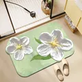 Weiche Badematte mit floralem Ölgemälde-Muster in Hellgrün und rutschfester Unterseite - Lebhaftes Blumenmuster (Can Lan Gui Li)