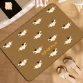 Maillard brown bath mat featuring cute swimming dog patterns and a non-slip surface - Maillard Dog Style C - Rectangular / 40x60cm Absorbent Leather