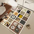 Mid-century modern large absorbent bathroom floor mat with vintage artistic patterns - 40*60cm Absorbent Leather / Mid-Century Puzzle Style B (Horizontal)