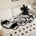 Modern irregular black and white floral sofa cover mat with non-slip silicone backing - 50*120CM / Luxury Impression-C (Creamy Black Floral)