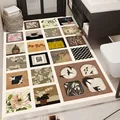 Vintage style absorbent non-slip bathroom mat with artistic patchwork floral bird patterns - 40*60cm Absorbent Leather / Medieval style puzzle style-b [vertical version]