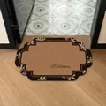 Vintage style absorbent leather floor mat in brown with Welcome text for home entry - 35*50cm / Vintage Style A (Irregular Shape)