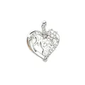 Detailed view of silver heart locket pendant with Mom inscription and sparkling cubic zirconia - Hollow Mom Flower Heart Locket (NAR11-4)