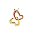 Detailed view of gold-plated butterfly pendant with interlocking hearts and red stones - Butterfly Heart Red Rhinestone (NAB06-10) / Pendant Only (No Chain)