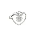 Detailed view of heart-shaped silver locket with interior stone-encrusted heart motif - Shiny Silver Heart Locket (NAR11-8)