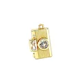 Dettaglio di un ciondolo fotocamera vintage dorato con zirconi brillanti - Solo Ciondolo (Senza Catena) / Stile Macchina Fotografica Vintage Dorata (NAP11-6)